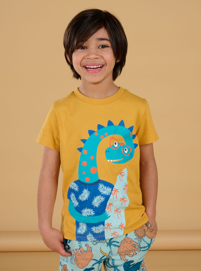 T-shirt jaune impérial à motif dinosaure
