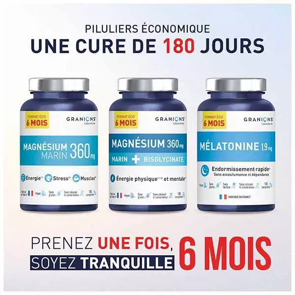 Granions Magnésio Marinho 360 mg Embalagem Ecológica 6 Meses 180 comprimidos