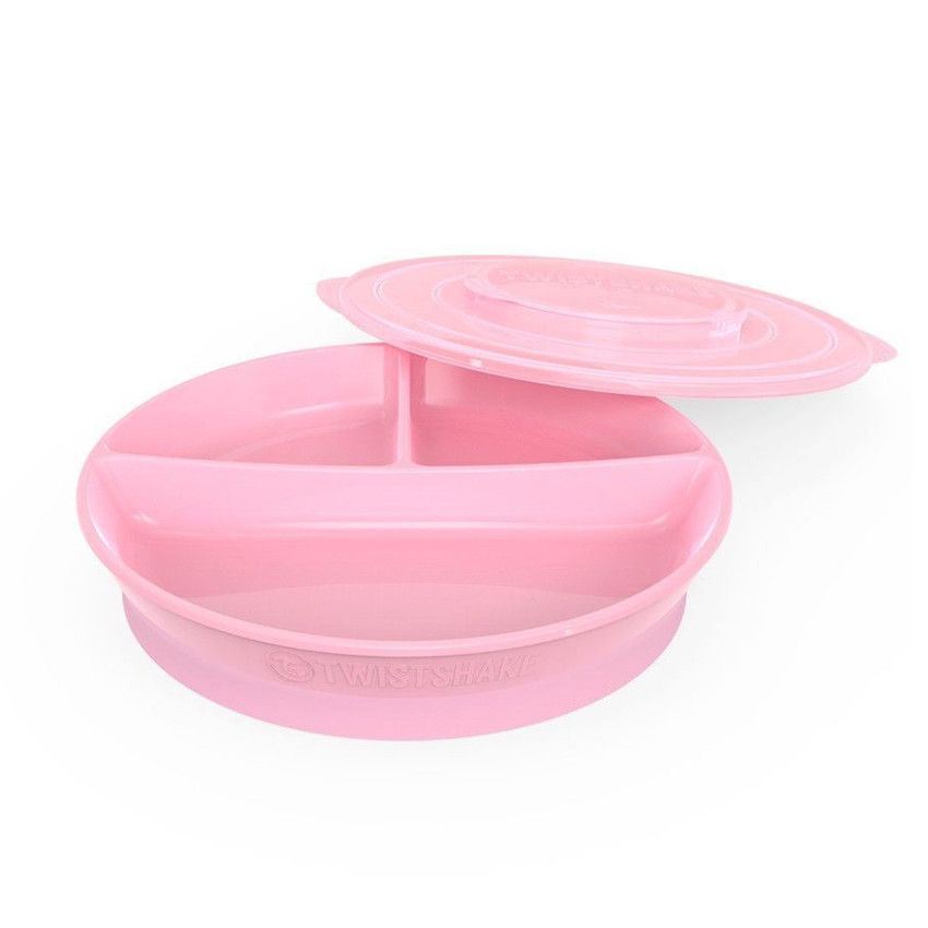 Assiette compartimentée 6+ mois - Rose Pastel - Ecru