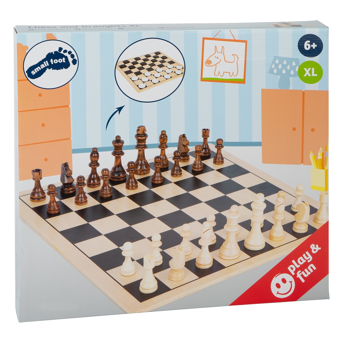 Smallfoot Schach und Dame XL 11784 Mehrfarbig Spiel