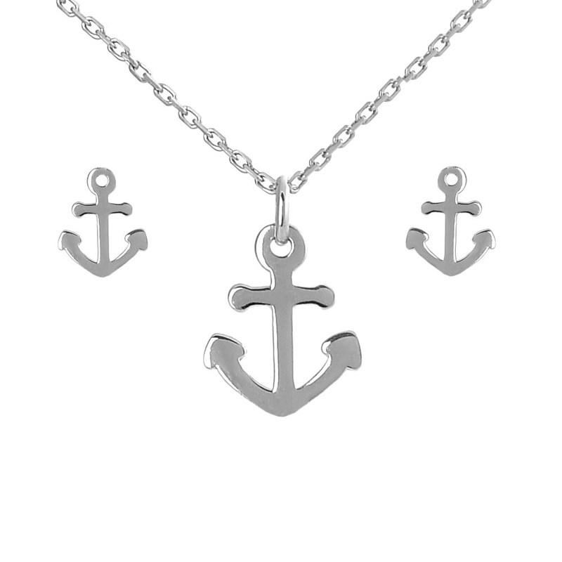 Parure ancre marine Argent 925 Rhodié