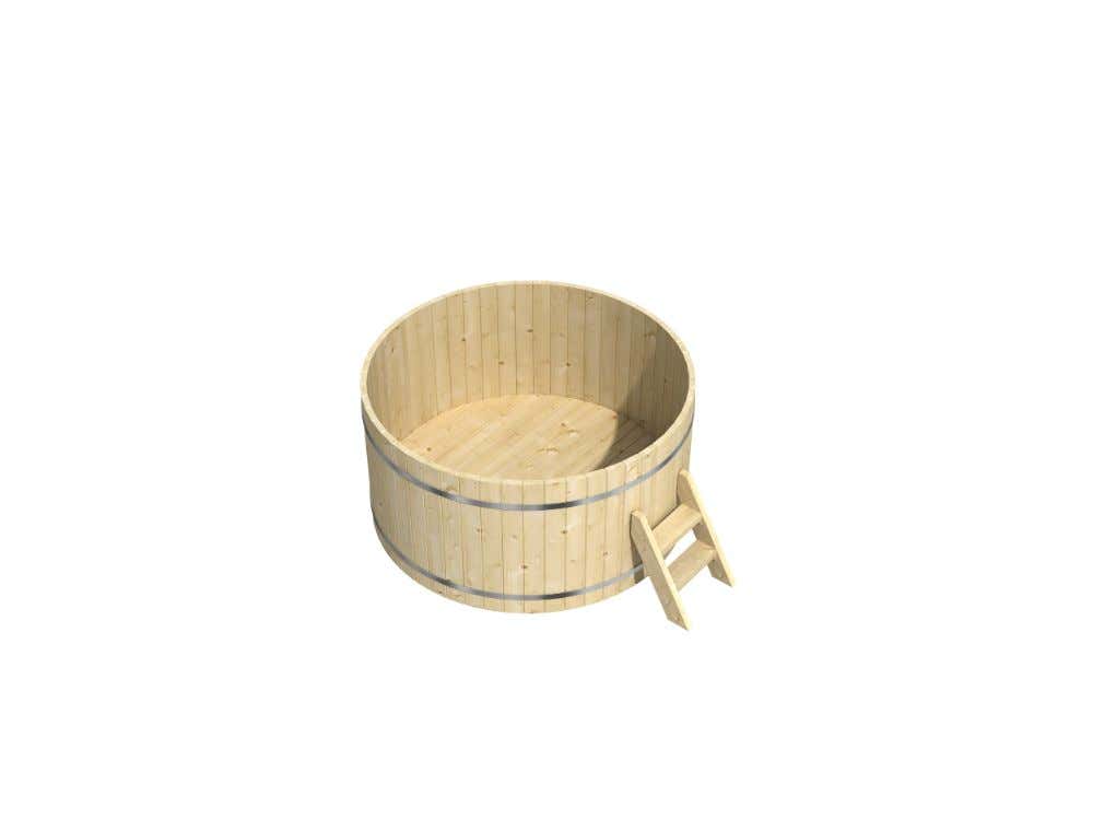 FinnTherm Bergen houten hottub met montagemateriaal, natuurlijke afwerking