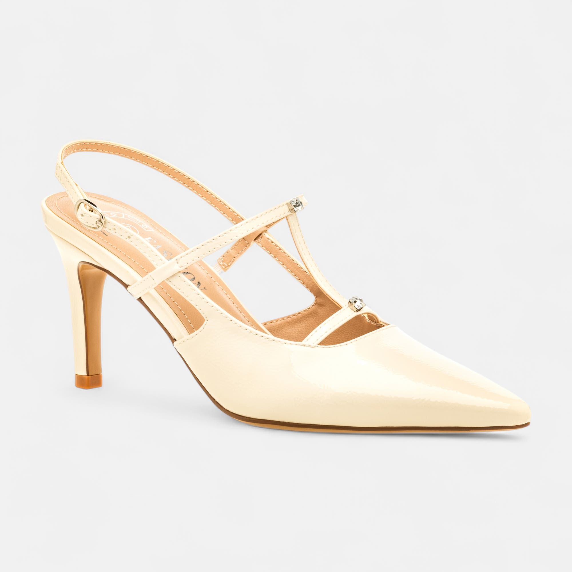Escarpins avec bride arrière à talon Femme beige