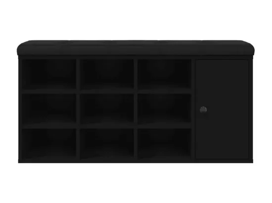 Banc à chaussures noir 102x32x50 cm bois d'ingénierie
