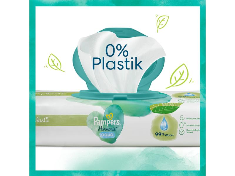 Pampers Feuchttücher Harmonie Aqua Giga Pack 15 x 48 Stk. Für eine sanfte Reinigung von Gesicht, Hand oder Po Ihres Babys
