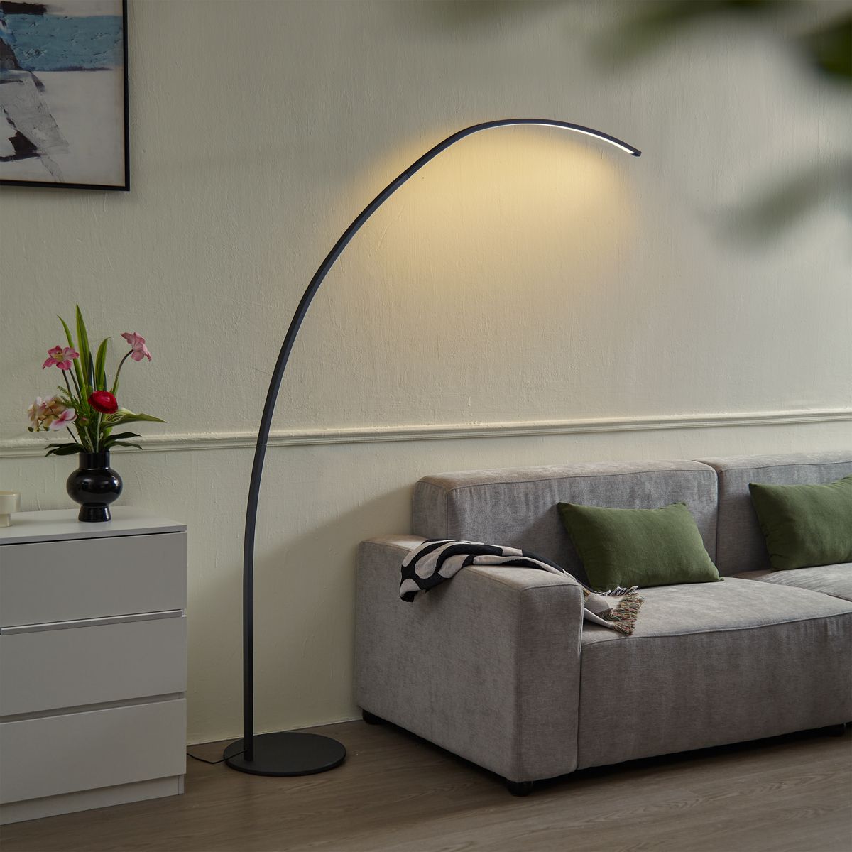 Moderne booglamp zwart incl. LED met touch dimmer - Arlow