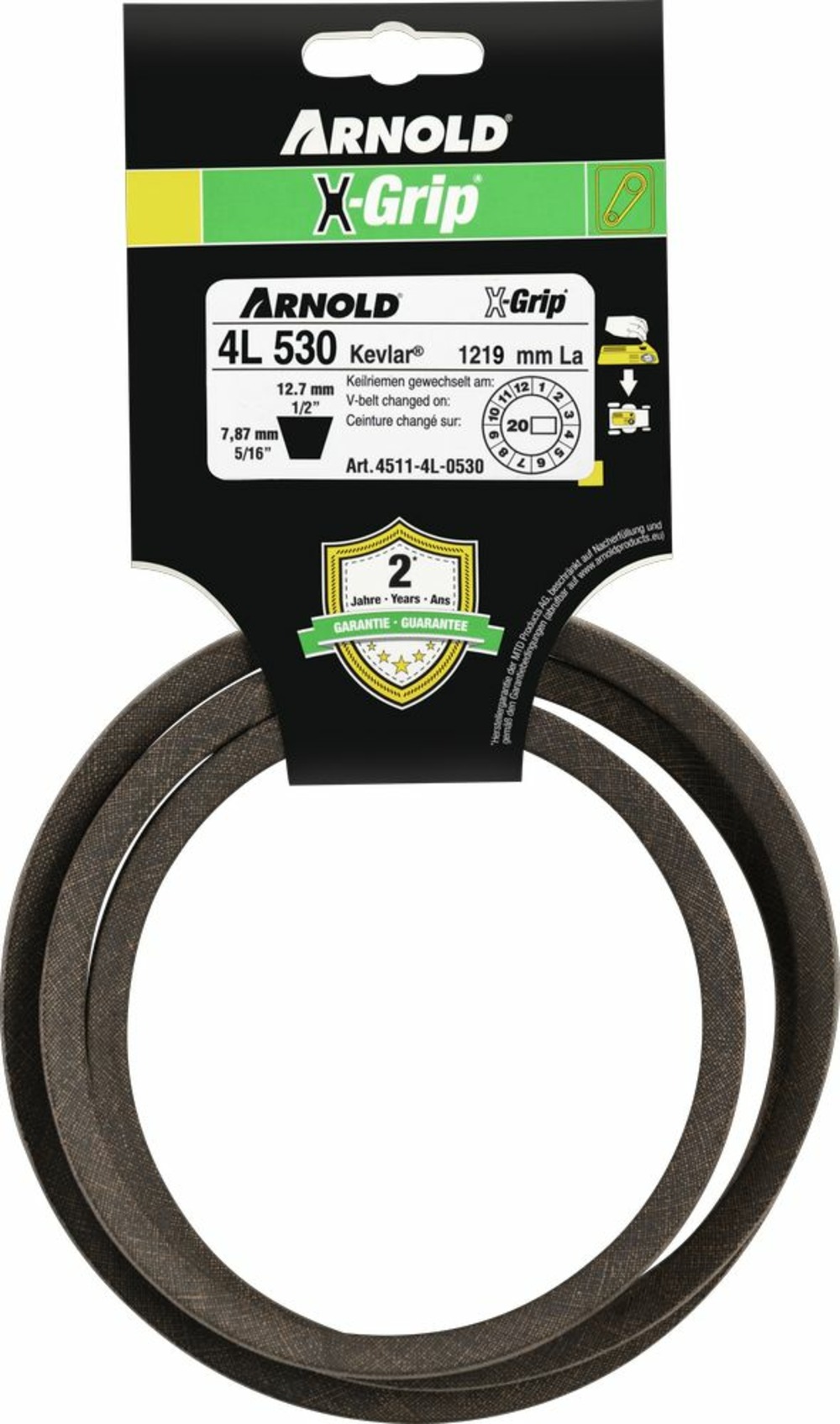 Courroie trapézoïdale x-grip v de type 4l530