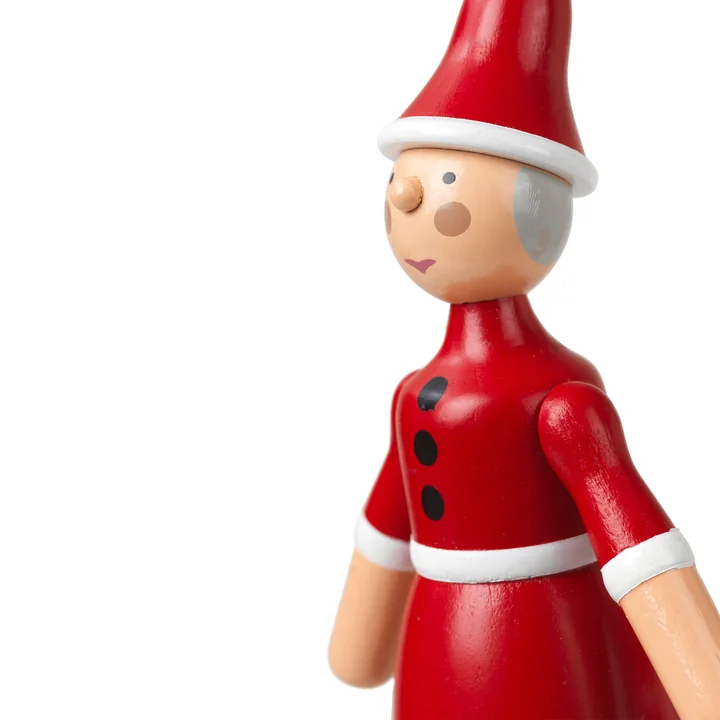 Kay Bojesen - Weihnachtsmann & Weihnachtsfrau Holz-Ornamente, rot / weiss (2er-Set)