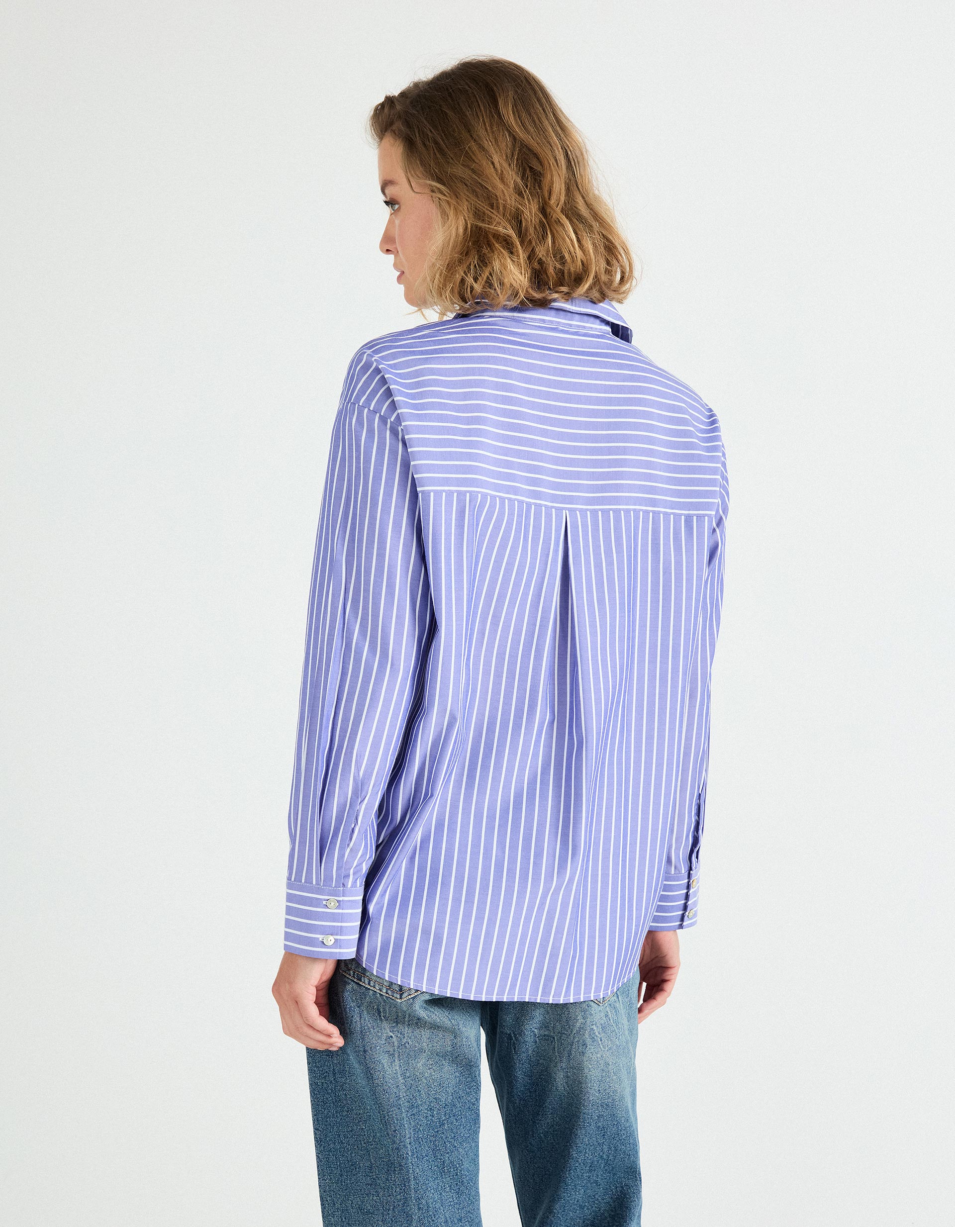 Camisa Riscas, Mulher, Azul Claro