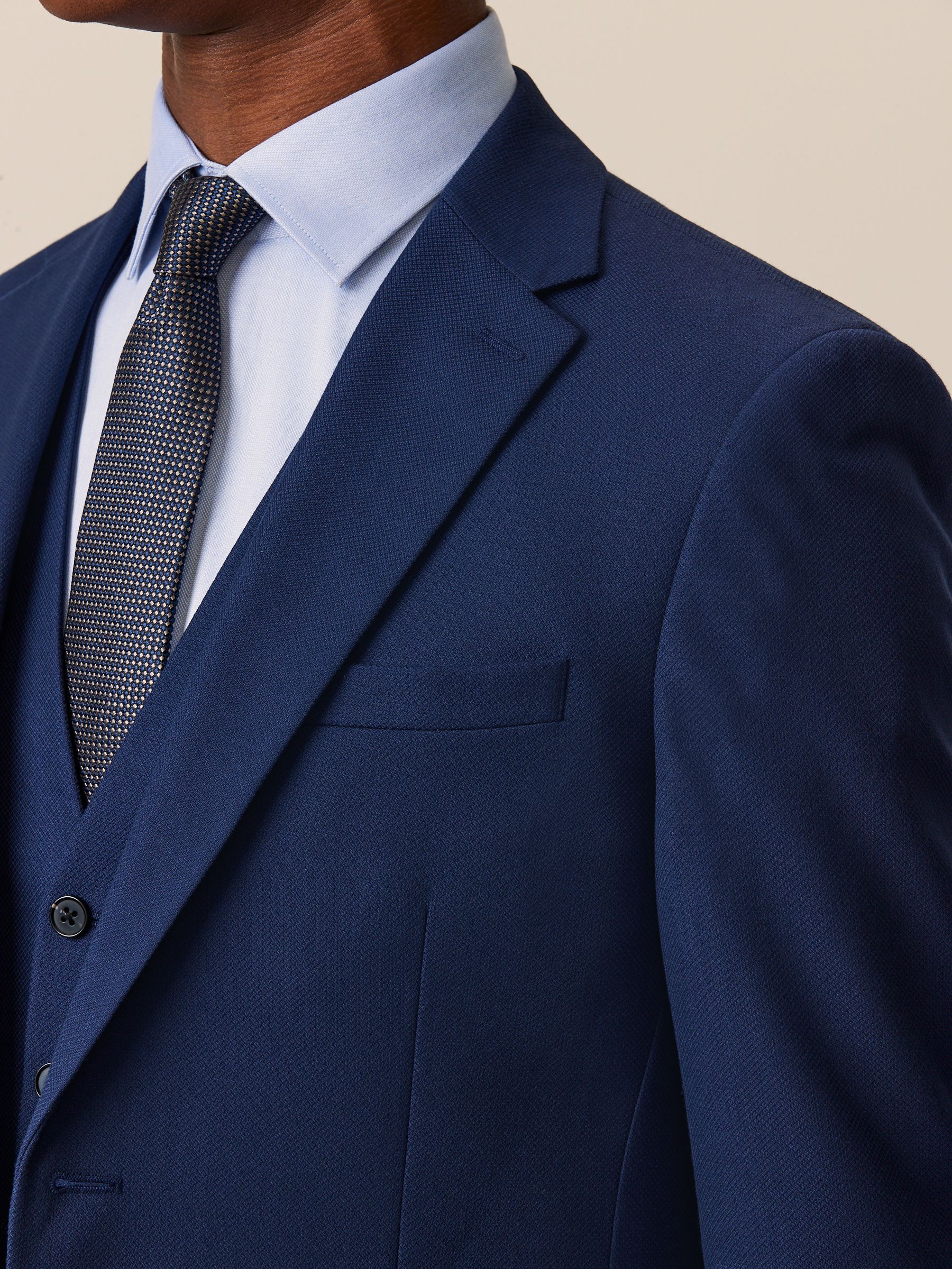 Helderblauw - Slim Fit - Kostuum met textuur: colbert