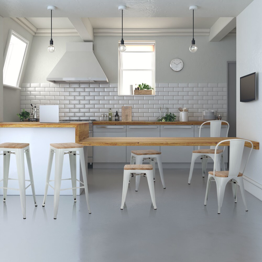 Barhocker VANTAGGIO HIGH W Stahl / Ulmenholz ohne Armlehnen hjh OFFICE