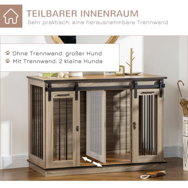 Hundebur, Hundebur, Hundehus Med Toromsalternativ For Mellomstore Hunder, Hundebur Med Doble Dører, Hundehus, Eik