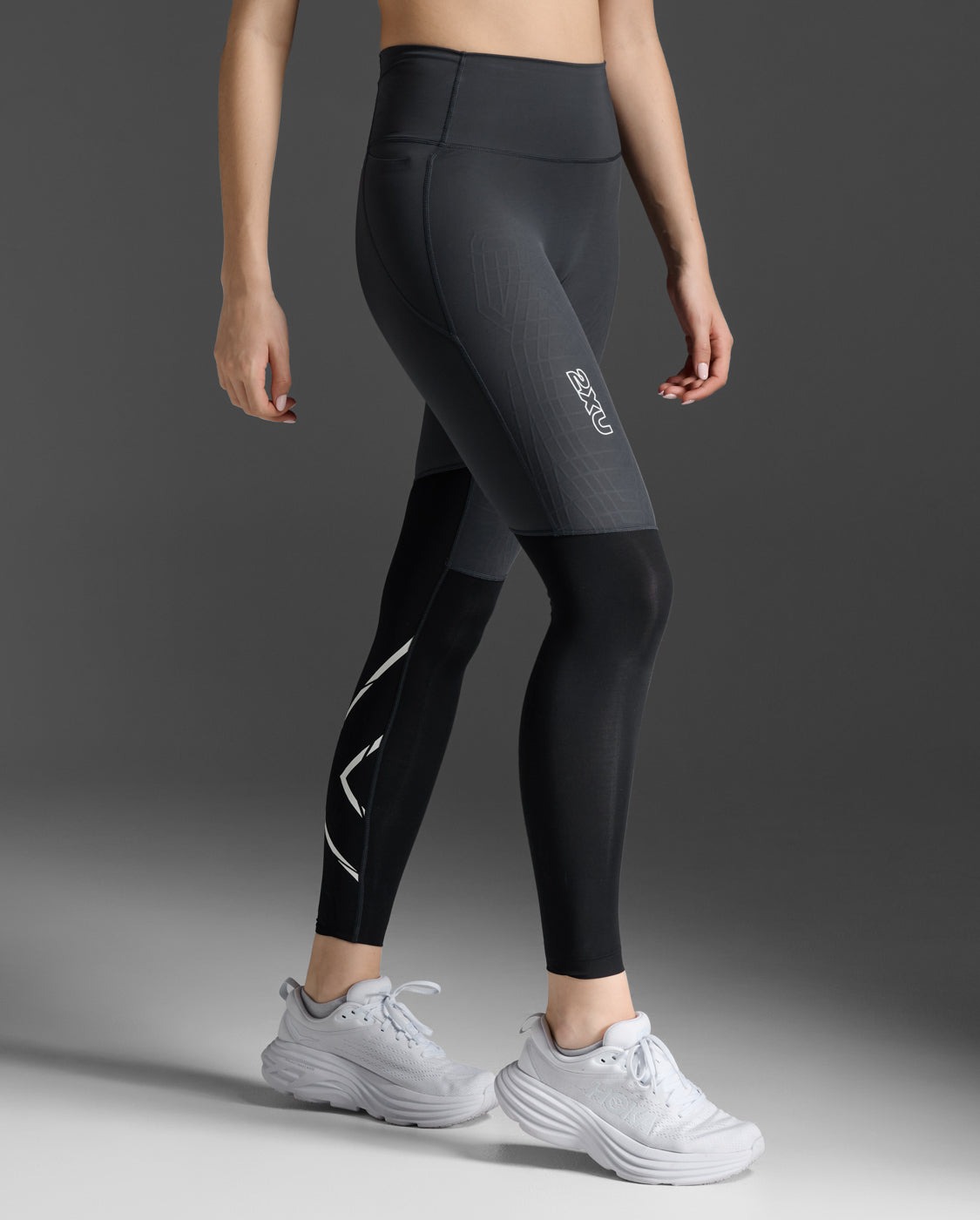 Light Speed React Hi-rise Compression Tights Dame Black/White Reflective