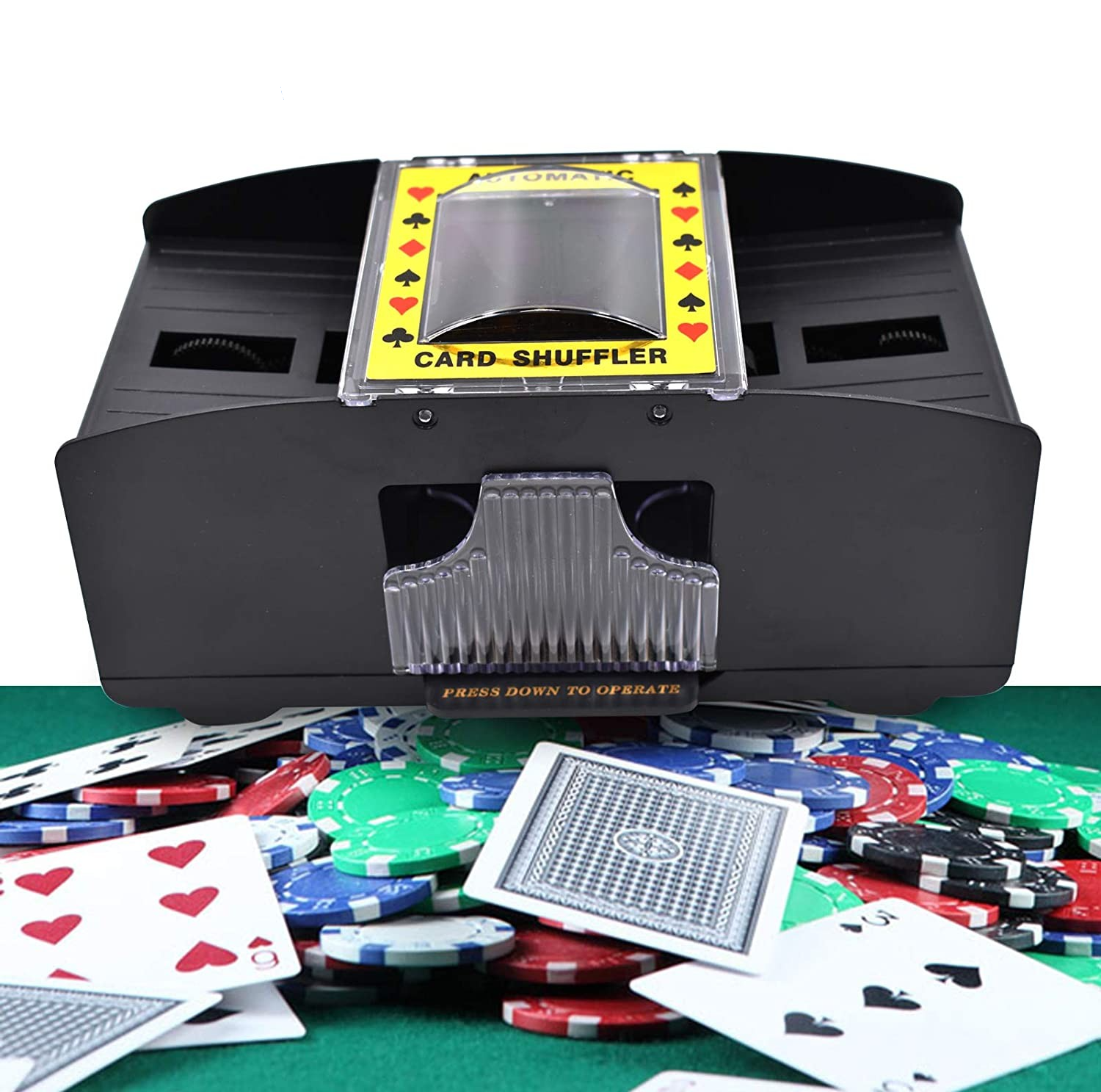 Automatische 2 Deck Spielkarten Mischmaschine Card Shuffler (Batteriebetrieben) - Schwarz