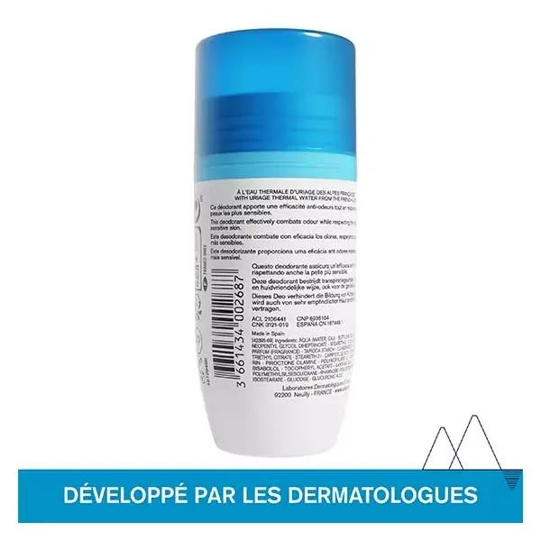 Desodorante anti-odor suave Uriage, sem sal de alumínio, para pele sensível, 50ml