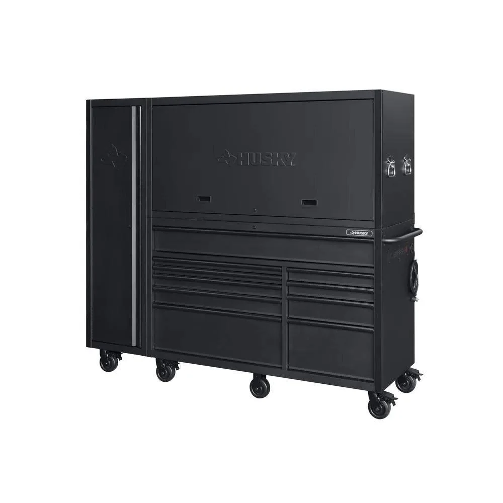 80 in. W 10-Drawer, Deep Combination Tool Chest and Rolling Cabinet Set in Matte Black (3-Piece)