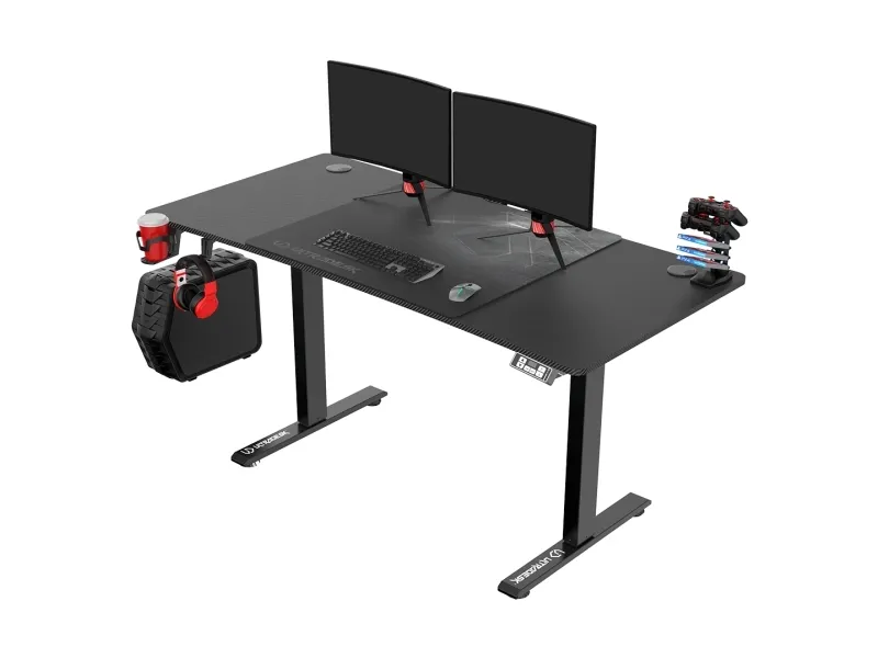 Ultradesk ULTRADESK gaming desk LEVEL V2, 140x68cm, 72-117cm, elektrisk justerbar, med XXL-musemåtte, hovedtelefon- og drikkeholder