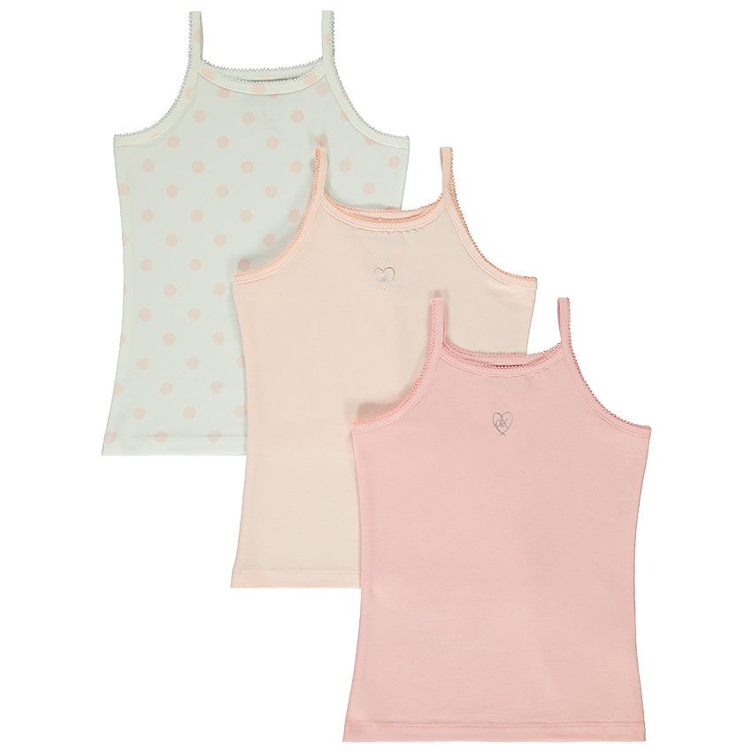 Lot de 3 maillots de corps à bretelles pour fille - Ecru