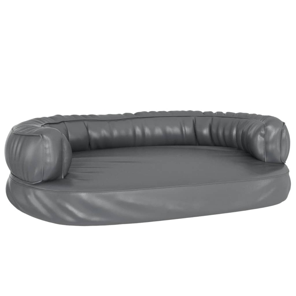Lit pour chien ergonomique mousse gris 75x53 cm similicuir