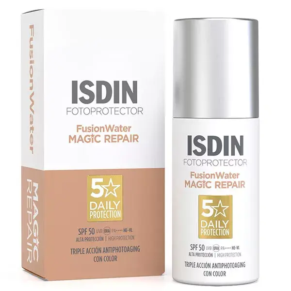 Protetor solar facial antienvelhecimento com cor Isdin FotoUltra Age Repair FPS 50 50ml