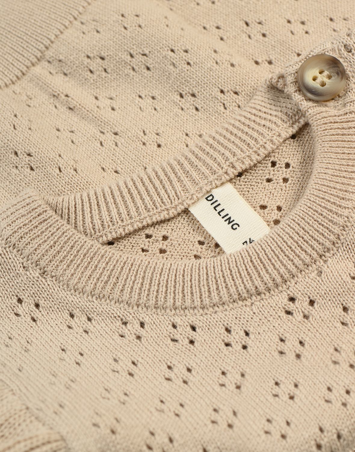 Pointelle-babyvest van gebreid katoen in Beige