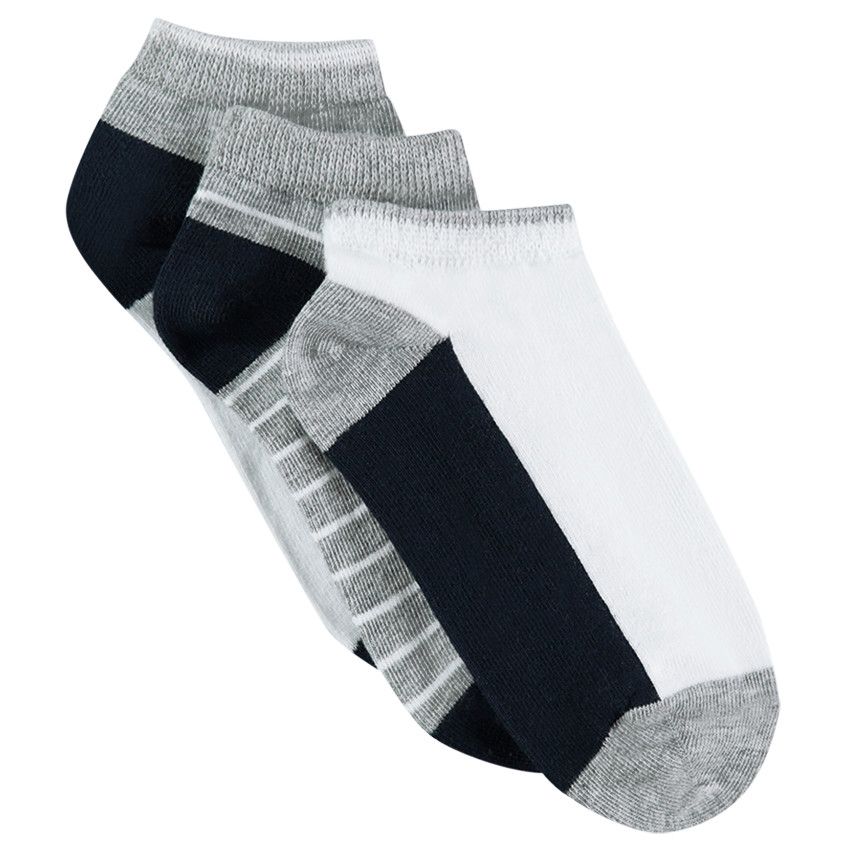 Lot de 3 paires de chaussettes courtes assorties - Gris chiné