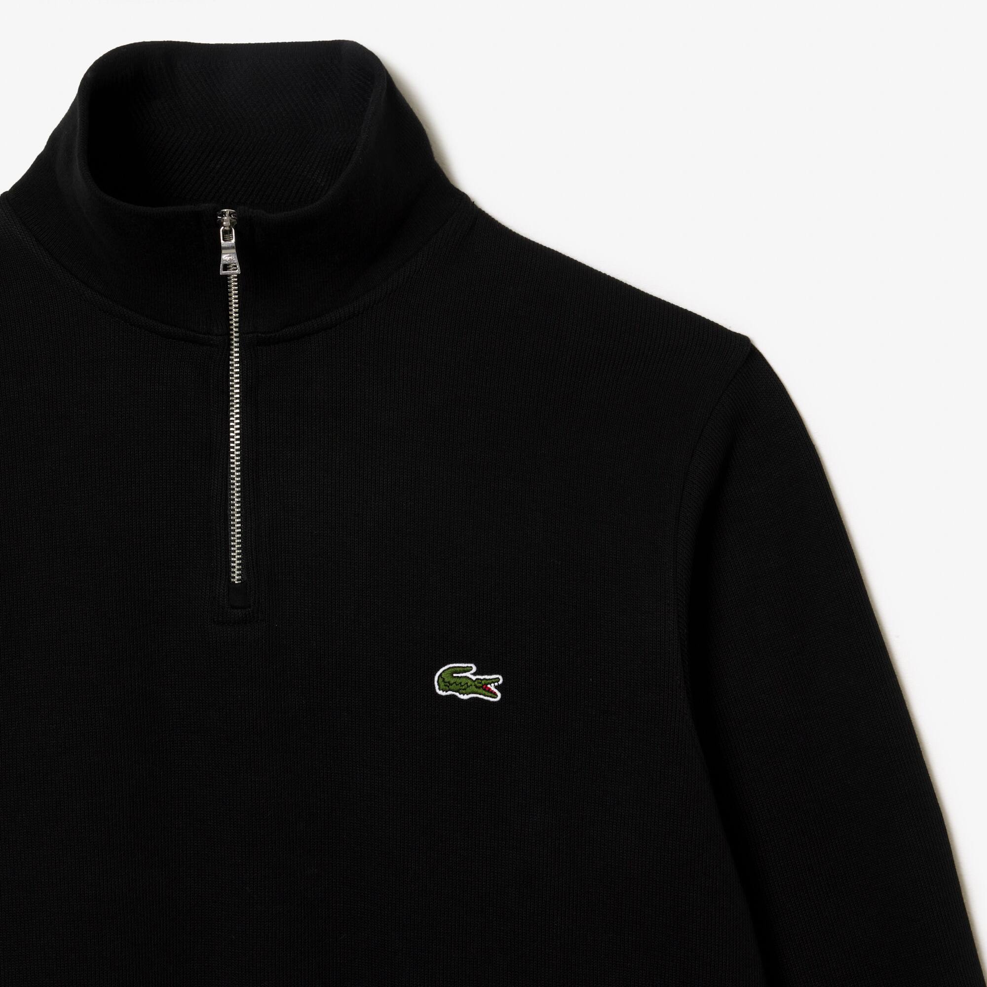 Sweatshirt à col montant zippé en coton uni Sweatshirts - Noir - Lacoste - Homme