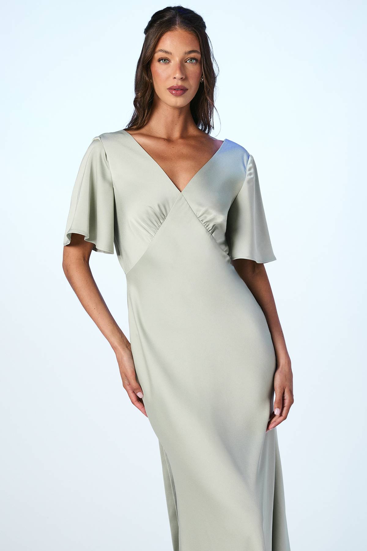 Coast Robe de Demoiselle d'Honneur en Crêpe Satiné avec Nœud dans le Dos