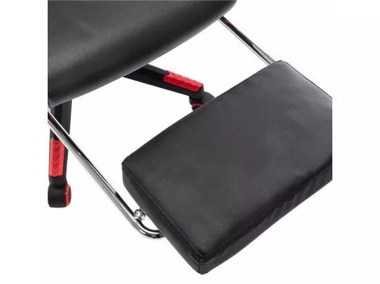 Chaise de jeu avec repose-pied Noir et rouge Cuir artificiel