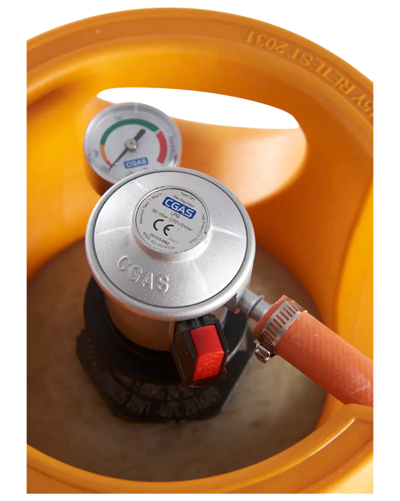 Regulator med slange og manometer
