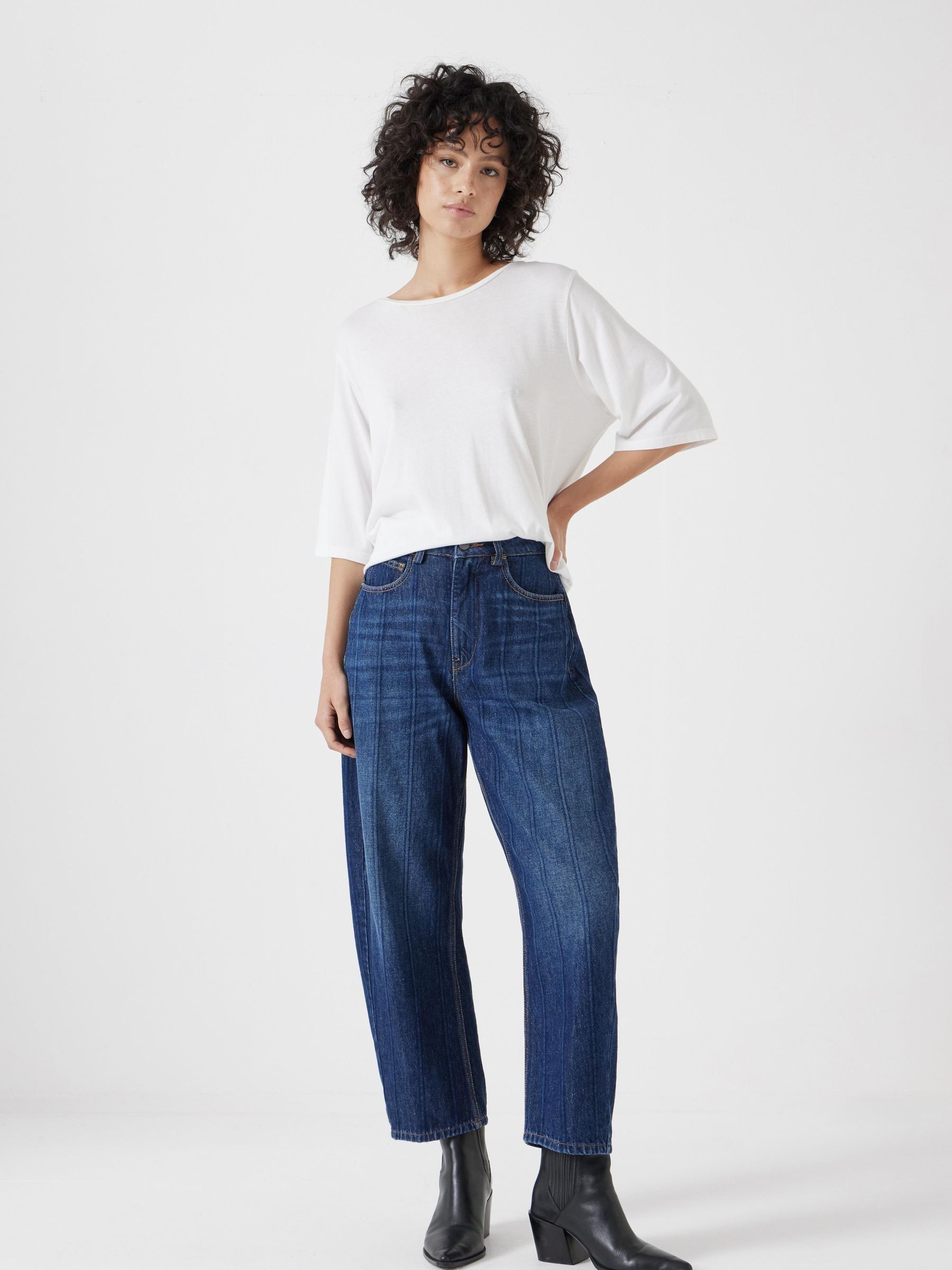 Hush Stripe Barrel Leg 100% Cotton Jeans