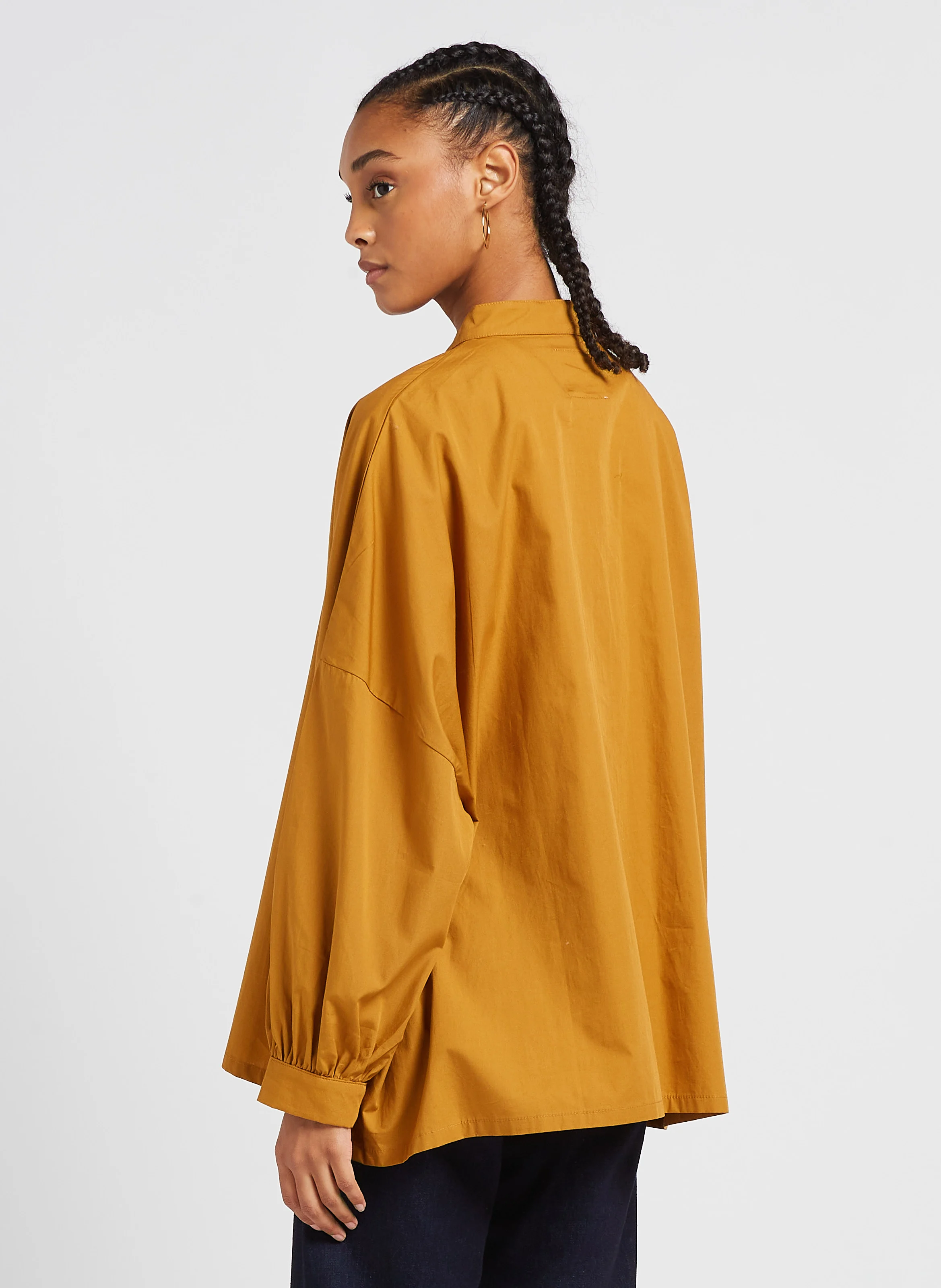 PEPA - Chemise oversize col mao en coton| Orange