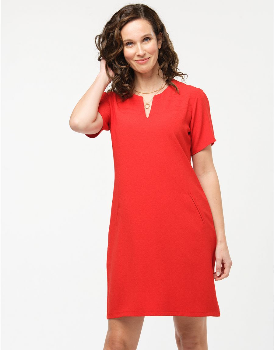 Robe chic crêpe rouge