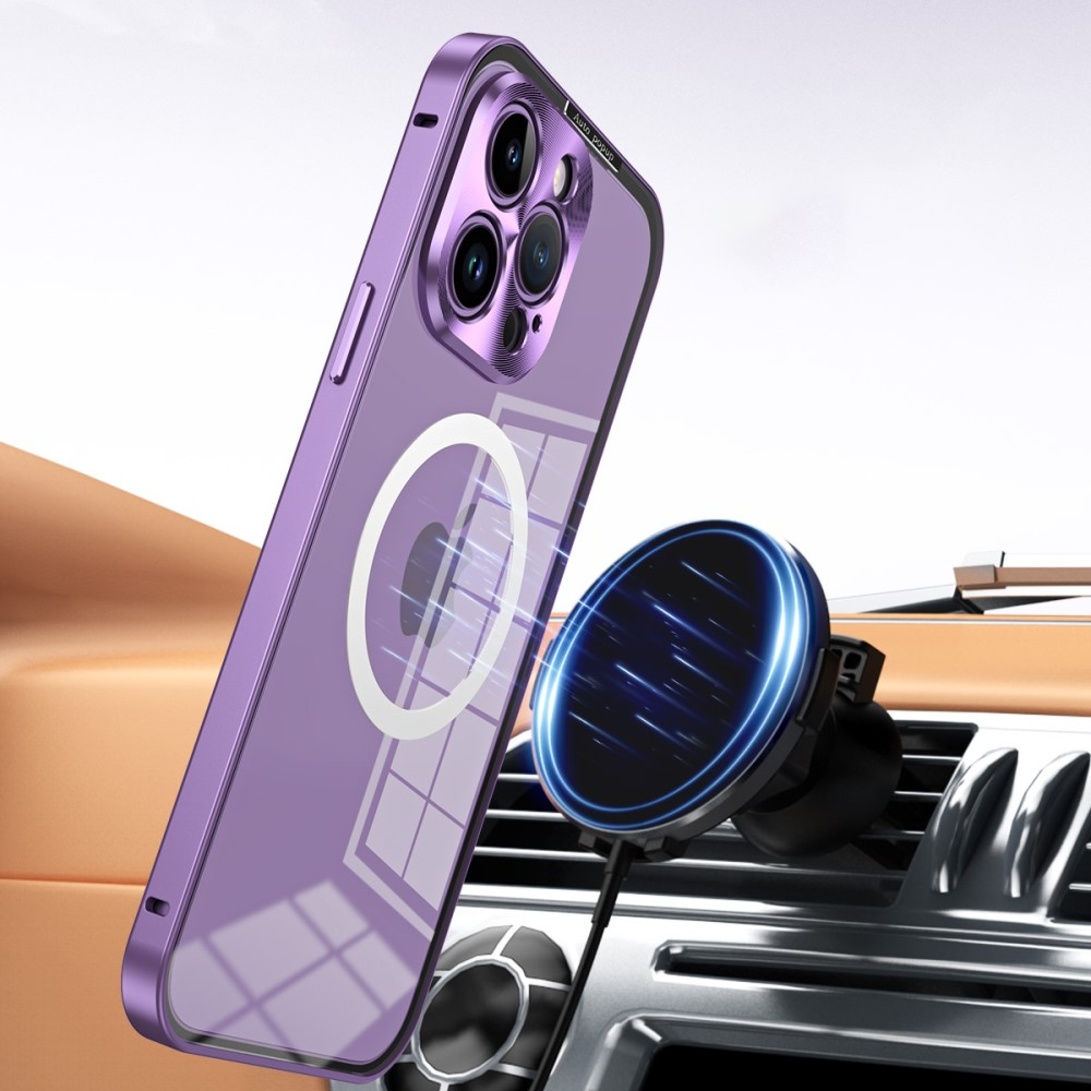 iPhone 14 Pro MagSafe Alu Schutzhülle mit Panzer Glas Backcover   Kameraschutz - Blau