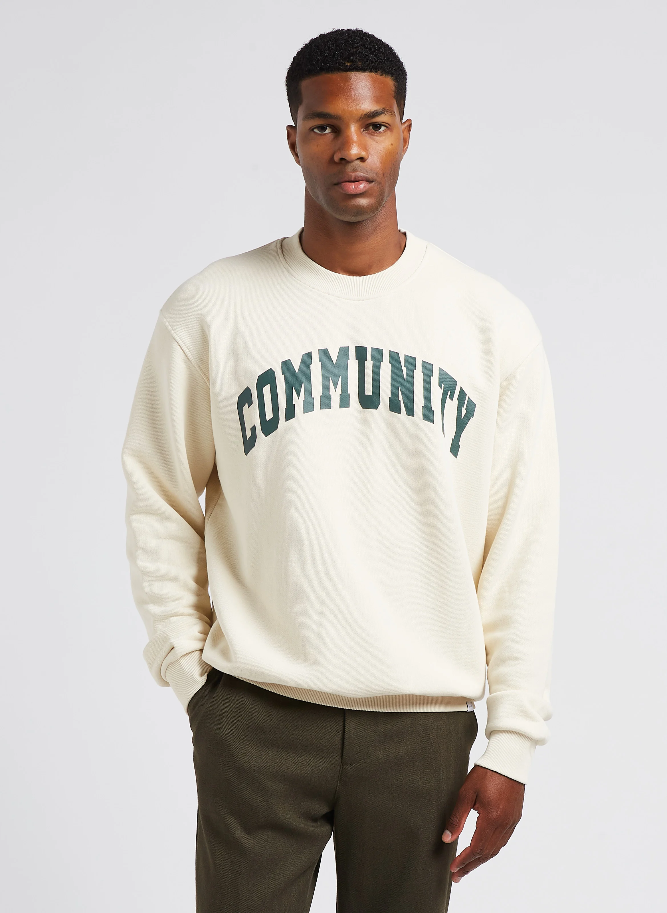 DEACON - Sweat col rond sérigraphié en coton| Beige
