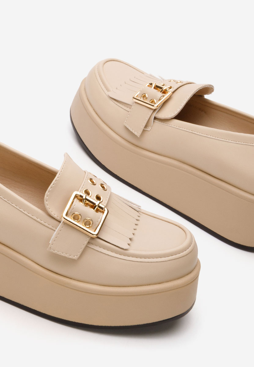 Mocassins à plateforme beige Magie