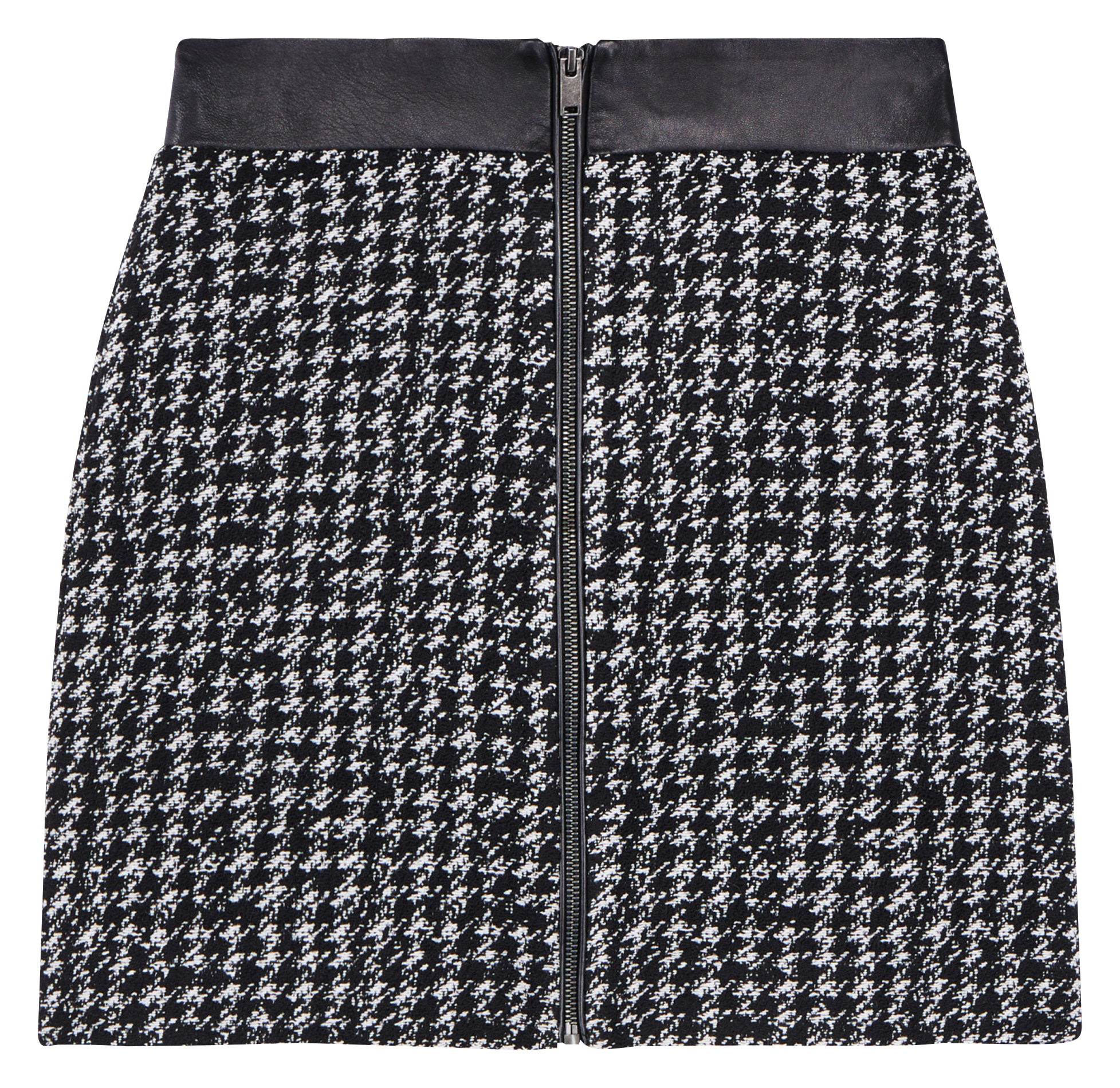 Jupe courte à motif pied de poule | Noir