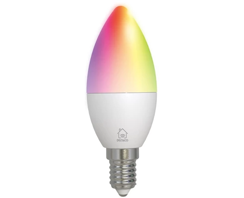 Deltaco Smart E14 RGB, WiFi, 4,9W, C37, dimbar