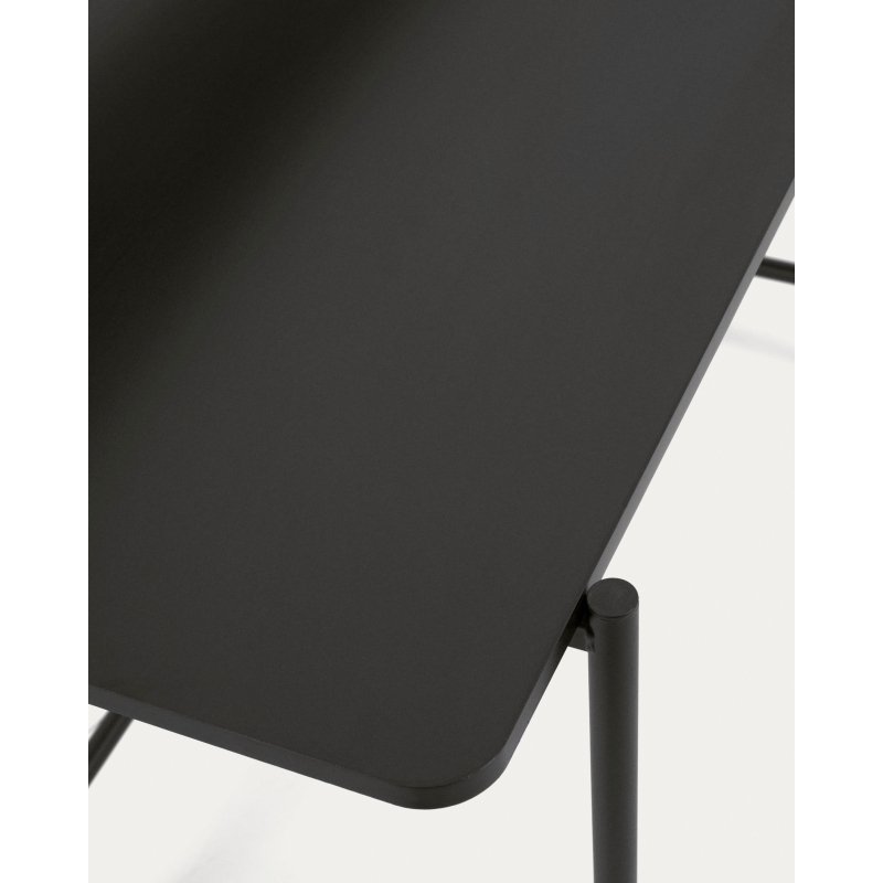 Bureau Galatia en mélaminé noir et pieds en métal laqué noir 120 x 60 cm