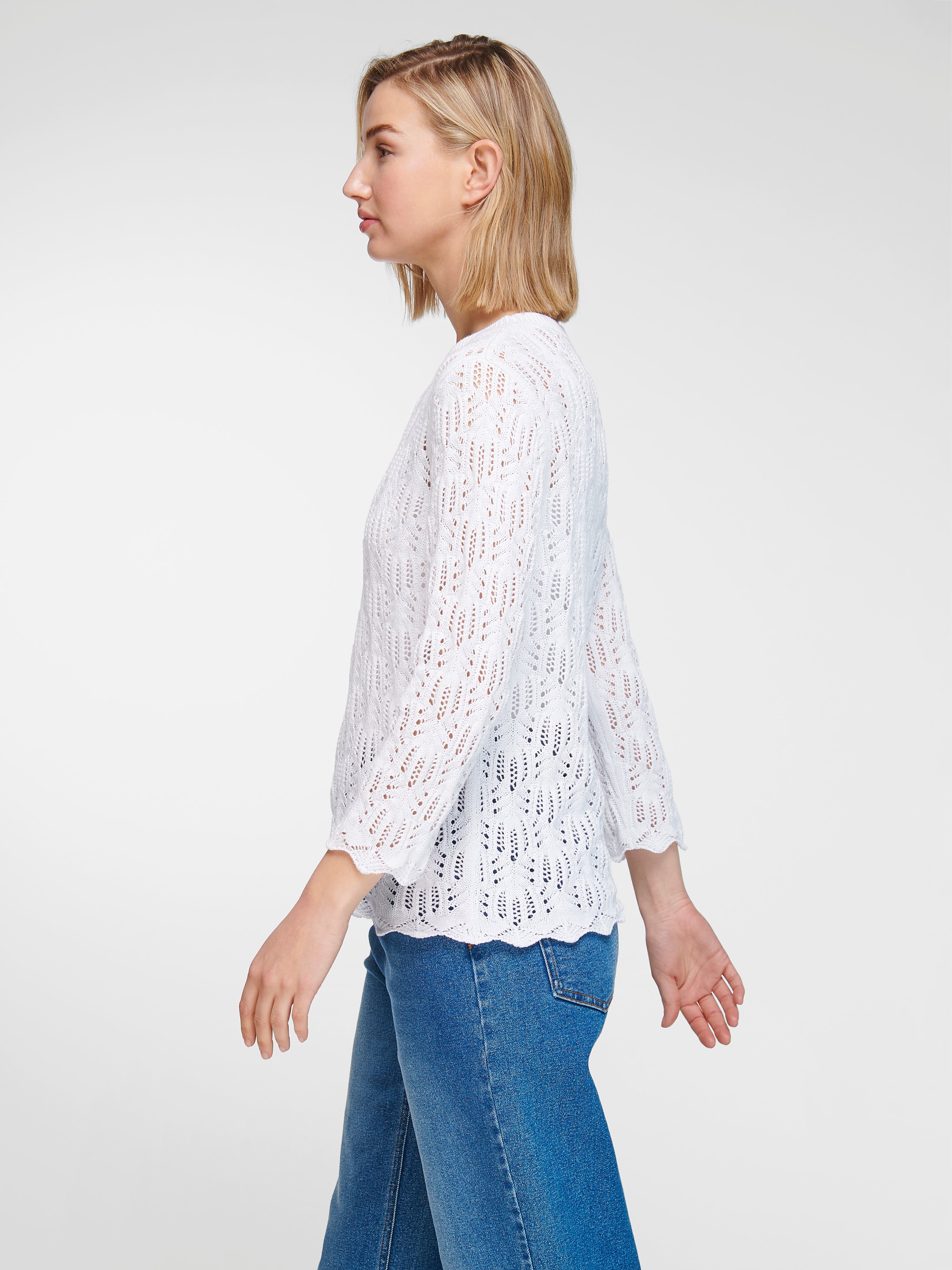 Rundhals-Pullover mit 3/4-Arm