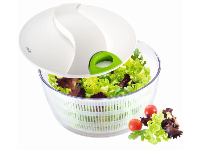 Moha Salatschleuder Turby 24 cm, Transparent/Weiss Salatschleuder