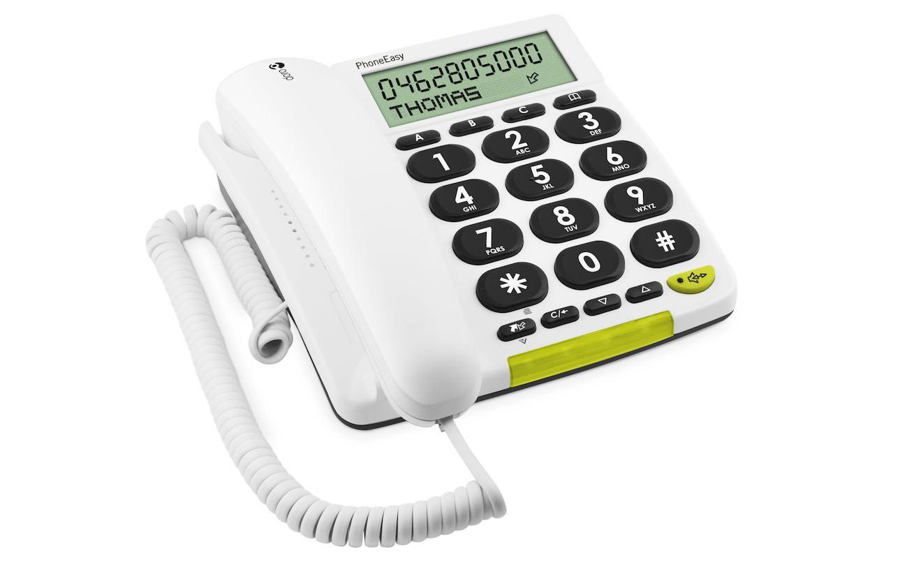 Tischtelefon PhoneEasy 312cs WeissBedienungsfreundliches Telefon mit grossem Display