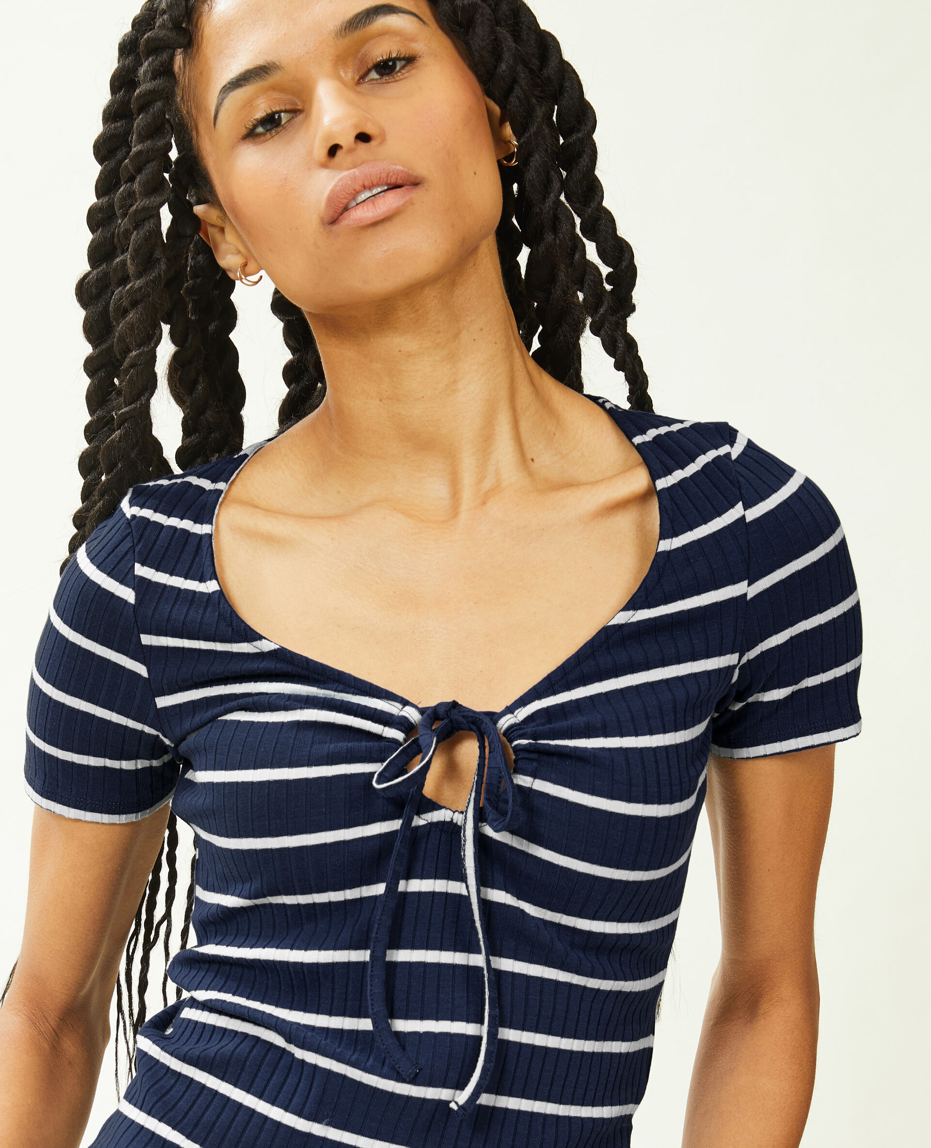 Top avec lien coulissé à nouer - Bleu marine