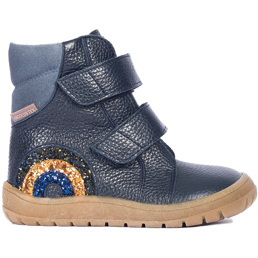 Køb Angulus Navy/Blue Fog/Glitter Tex-Støvle Med Funklende Glitterregnbue