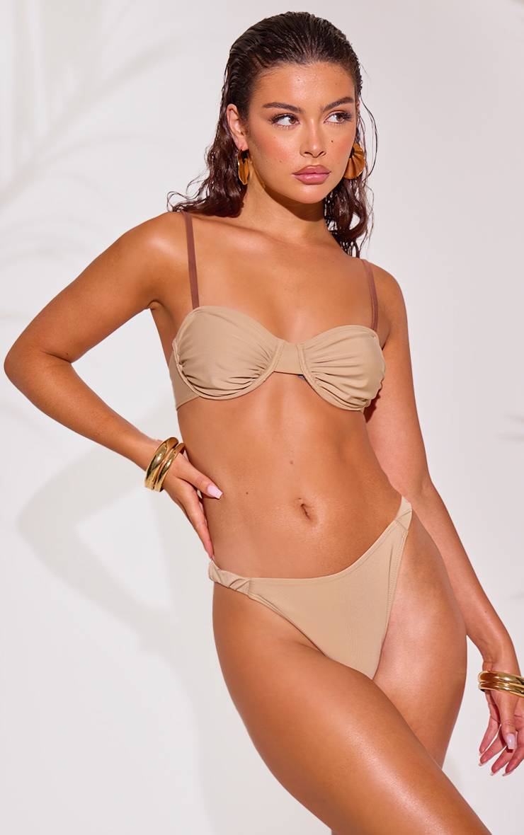 Gris Pierre Haut De Bikini À Armatures Froncé