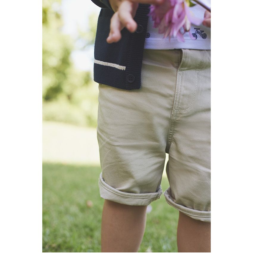 Bermuda coupe chino uni en coton armuré pour bébé garçon - Ecru