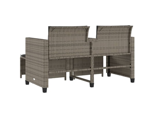 VIDAXL - Salon extérieur Canapé de jardin 2 places avec table et tabourets gris rotin