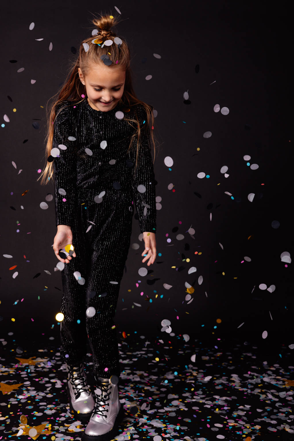 Quapi gestreepte jumpsuit DJULIEN zwart/zilver