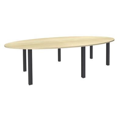 Table de réunion ovale - L280 cm - pieds exprim carbone - Plateau imitation érable
