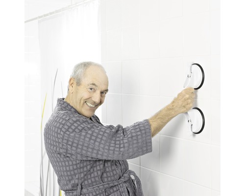 Zuignaphandvat met 2 zuignappen, wit